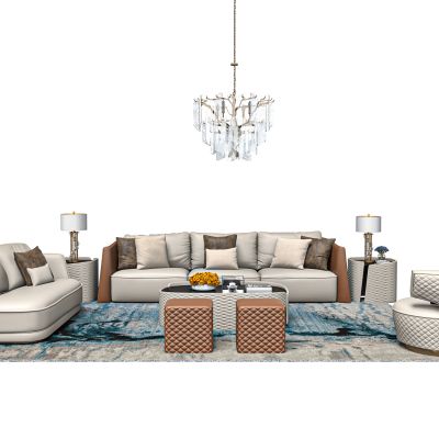 新中式客厅沙发茶几组合