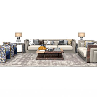 现代轻奢客厅沙发茶几组合