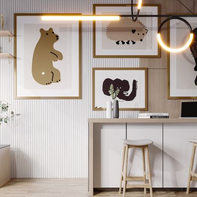 北欧现代简约轻奢风格餐厅吧台