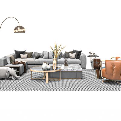 简欧客厅沙发茶几组合