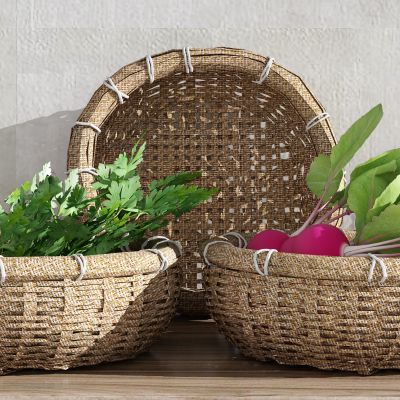 新中式藤编菜篮  萝卜蔬菜
