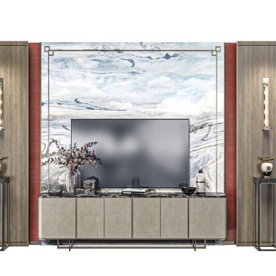 新中式电视背景墙