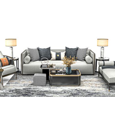 新中式客厅沙发茶几组合