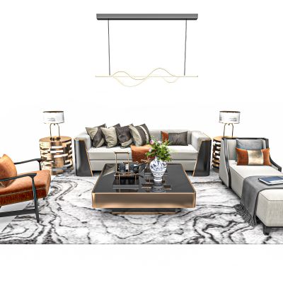 现代轻奢客厅沙发茶几组合
