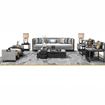 新中式客厅沙发茶几组合