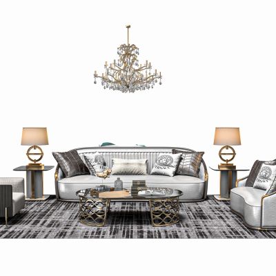 简欧客厅沙发茶几组合