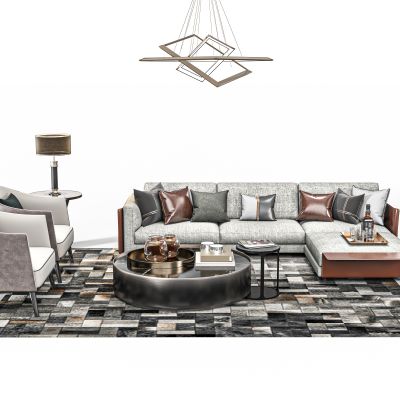 现代轻奢客厅沙发茶几组合