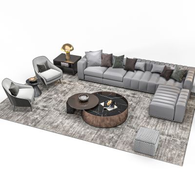 现代客厅沙发茶几组合