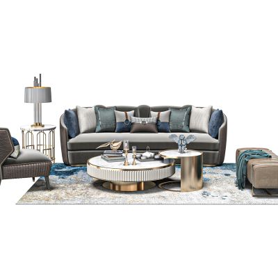 简欧客厅沙发茶几组合