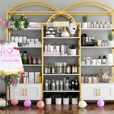 现代美容美发化妆品店货柜货架