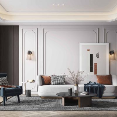 现代客厅 现代沙发茶几组合 现代沙发背景墙