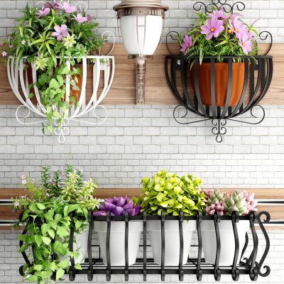 欧式铁艺阳台壁挂花盆架