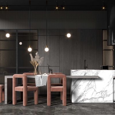 现代高级灰轻奢餐厅