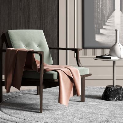 现代单椅边几组合