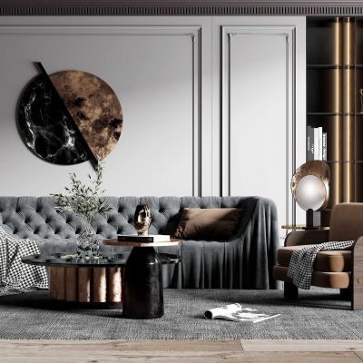 现代轻奢沙发茶几组合