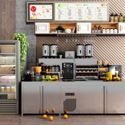 现代咖啡奶茶店工作操作台