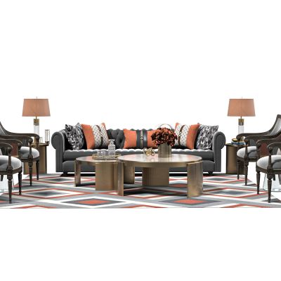 简欧客厅沙发茶几组合