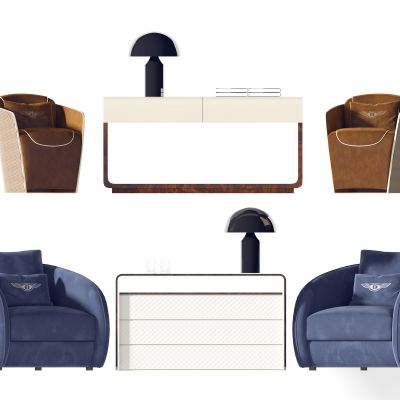 意大利宾利Bentley Home单人沙发边柜组合