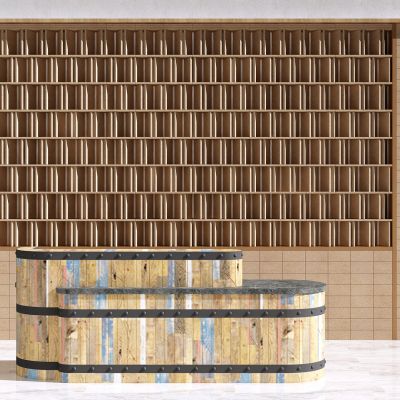 新中式吧台 背景墙3D模型