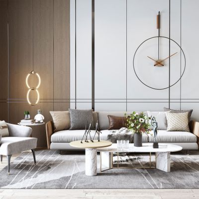 现代客厅 沙发茶几组合