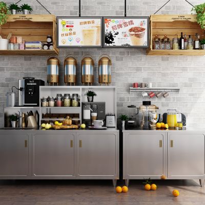 现代咖啡奶茶店工作操作台