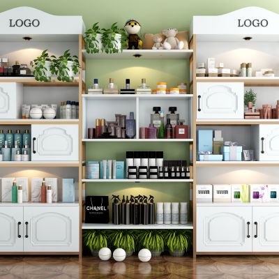 现代美容美发化妆品店货柜货架
