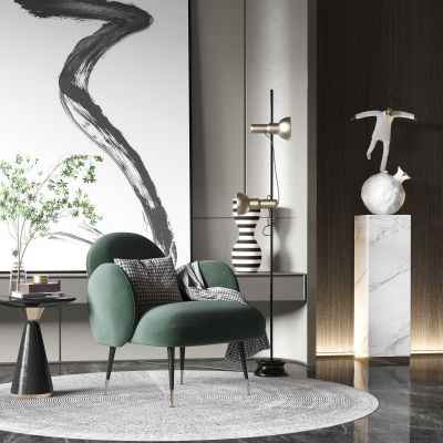 现代单人沙发茶几组合