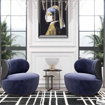 现代轻奢单椅边几组合