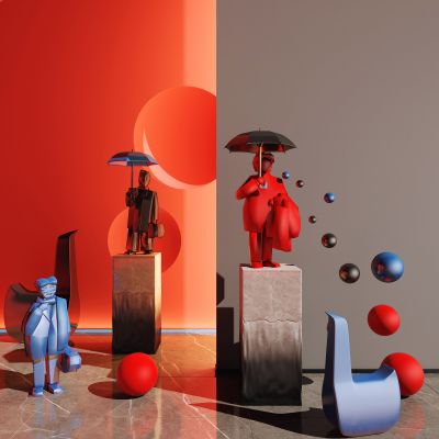 现代人物雕塑，陈设摆件