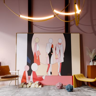 现代简约北欧轻奢风格沙发茶几组合