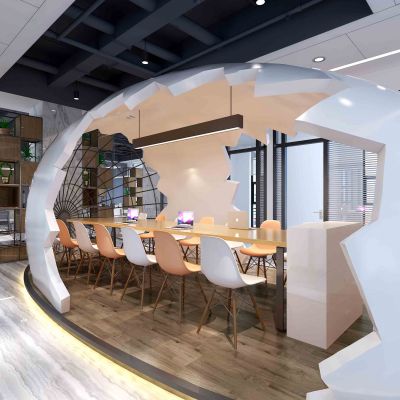 现代风格开敞办公区蛋壳形状