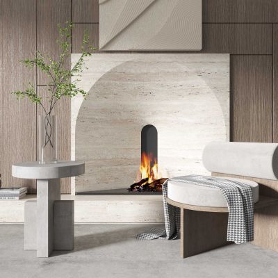 现代单椅边几组合