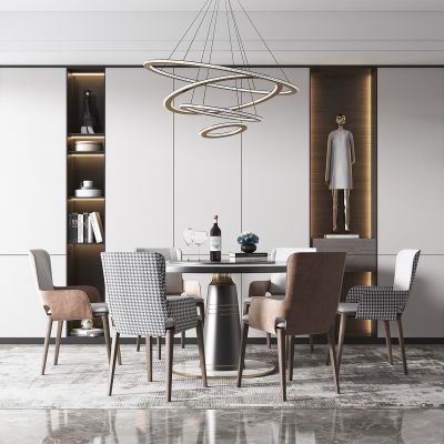 现代轻奢餐厅 餐桌椅组合