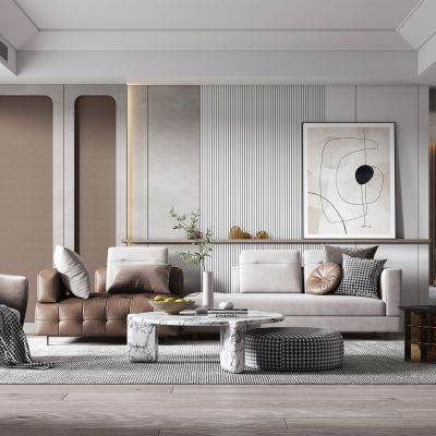 现代客厅 沙发茶几组合