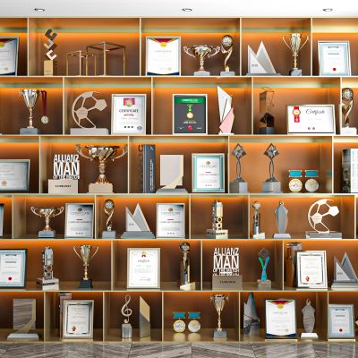 现代奖状荣誉墙荣誉证书奖杯