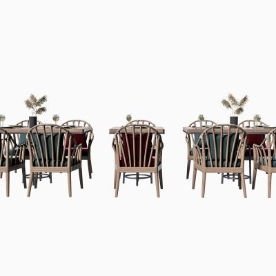 现代藤编餐桌椅组合，餐厅藤编餐桌椅，休闲椅，餐厅座椅卡座