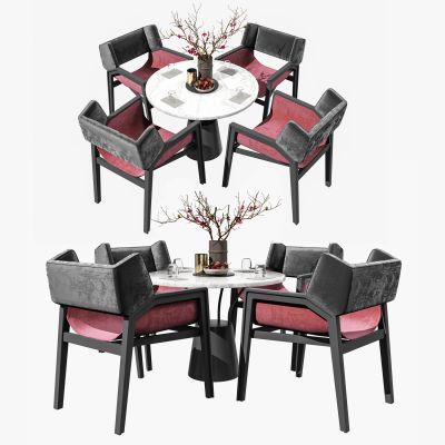 现代圆形餐桌椅组合