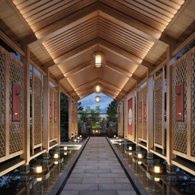 新中式庭院廊架