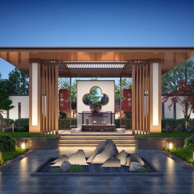 新中式庭院凉亭3D模型