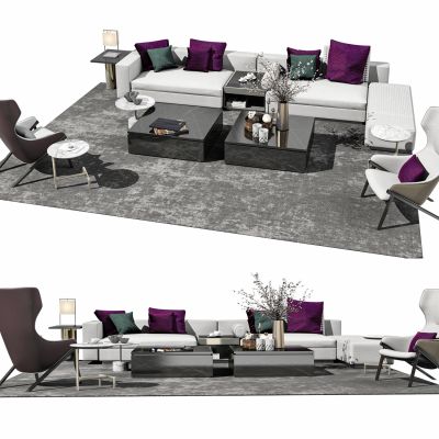 现代客厅沙发茶几组合