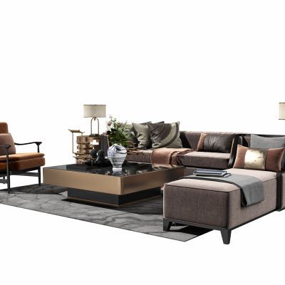 新中式客厅沙发茶几组合