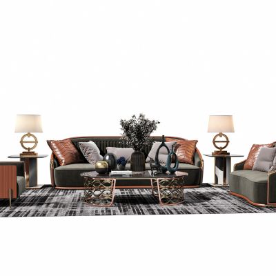 现代轻奢客厅沙发茶几组合