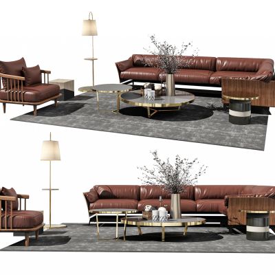 现代客厅沙发茶几组合