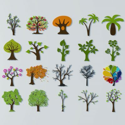 卡通树剪影展板
