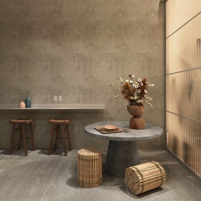 现代侘寂风格餐桌店面3D模型