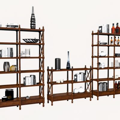 美式置物架，装饰柜架，书架 