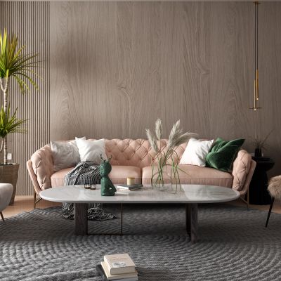 现代布艺沙发 盆景