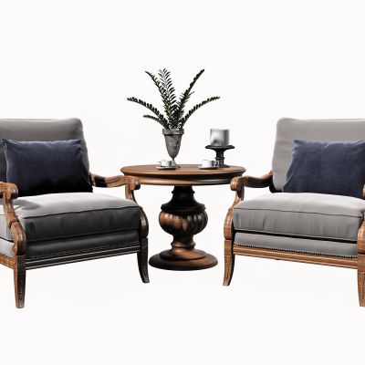 欧式单椅边几组合 