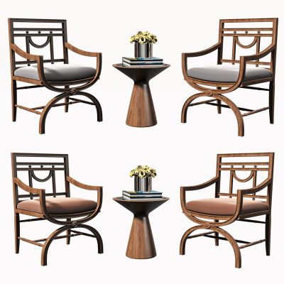 现代单椅边几组合 