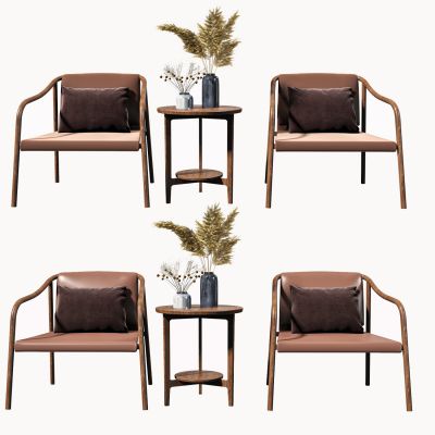 现代单椅边几组合 